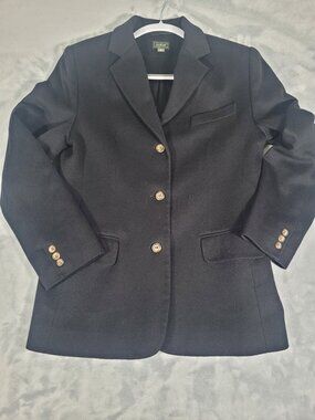L.L. Bean Wool Cashmere Blend Blazer Women’s Size 8R Lined Black Classic Nice